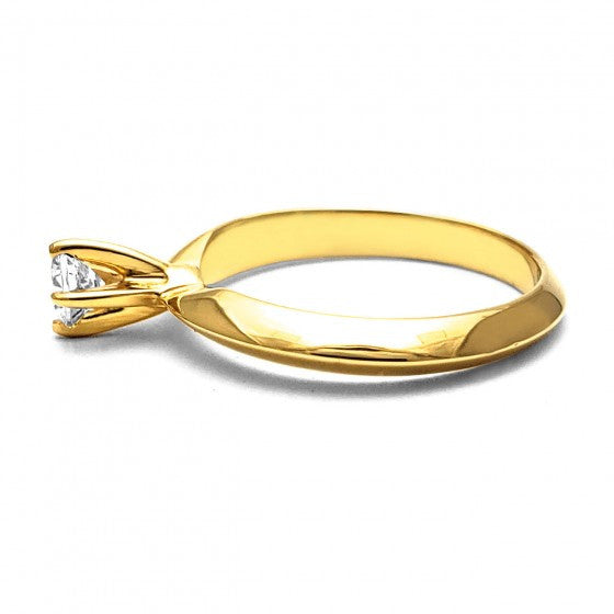Anillo de Compromiso Solitario | Oro Amarillo 14K | Zirconia de 4 mm | Peso aprox. 3.24 g