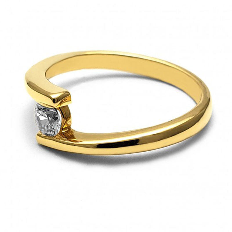 Anillo de Compromiso Bypass | Oro Amarillo 14K | Zirconia de 4 mm | Peso aprox. 3.28 g