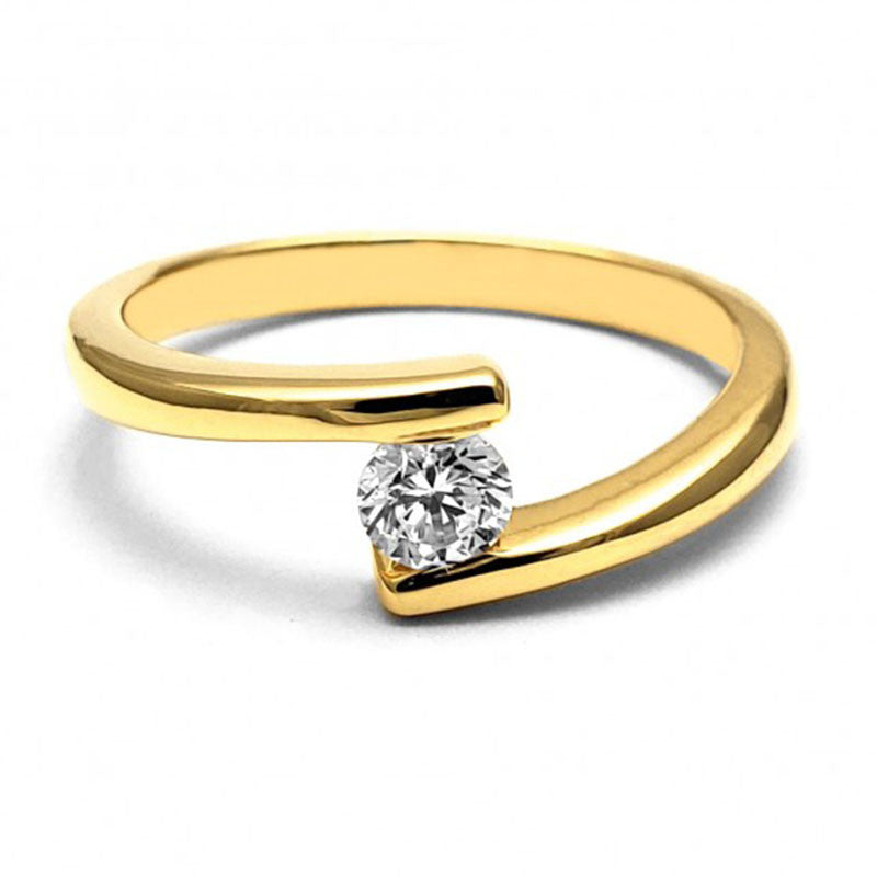 Anillo de Compromiso Bypass | Oro Amarillo 14K | Zirconia de 4 mm | Peso aprox. 3.28 g