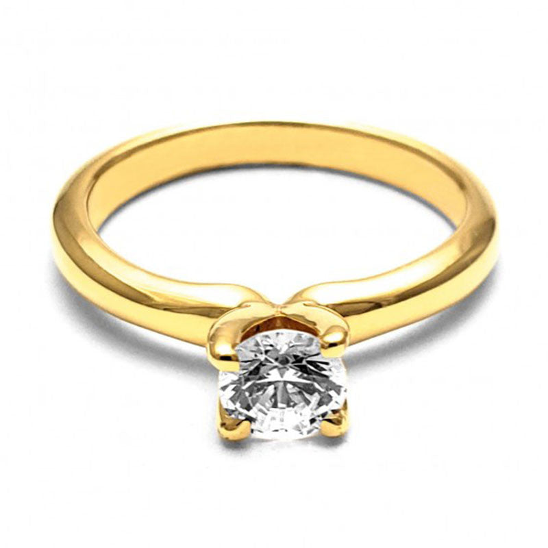 Anillo de Compromiso Solitario | Oro Amarillo 14K | Zirconia de 5 mm | Peso aprox. 3.39 g
