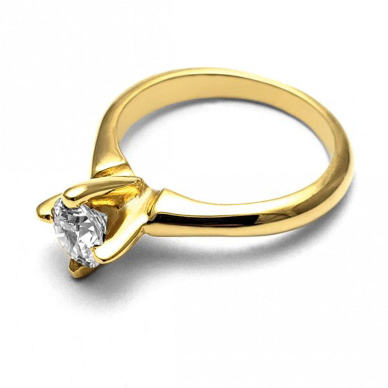 Anillo de Compromiso Solitario | Oro Amarillo 14K | Zirconia de 5 mm | Peso aprox. 3.29 g