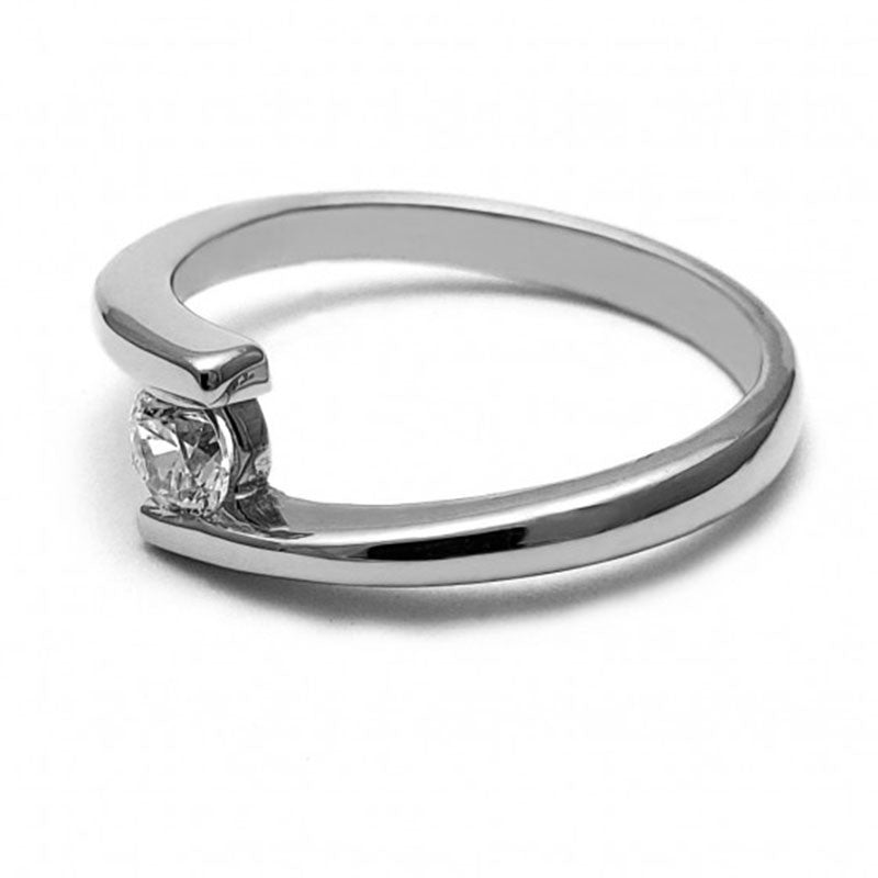 Anillo de Compromiso Bypass | Oro Blanco 14K | Zirconia de 4 mm | Peso aprox. 3.28 g
