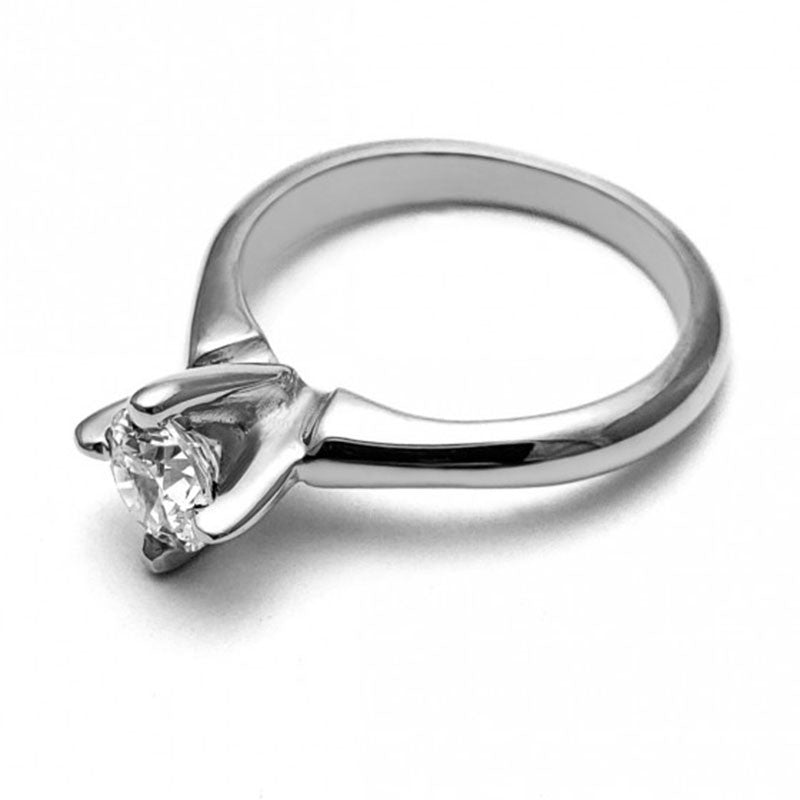 Anillo de Compromiso Solitario | Oro Blanco 14K | Zirconia de 5 mm | Peso aprox. 3.29 g