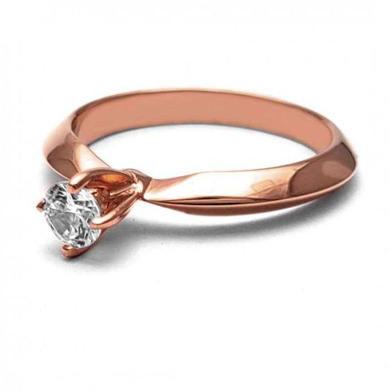 Anillo de Compromiso Solitario | Oro Rosa 14K | Zirconia de 4 mm | Peso aprox. 3.24 g