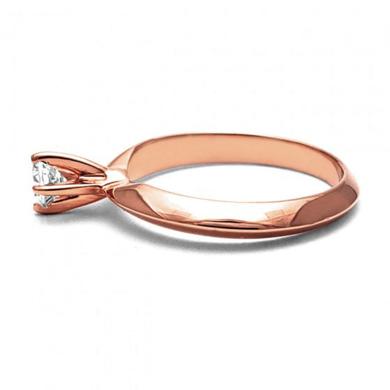 Anillo de Compromiso Solitario | Oro Rosa 14K | Zirconia de 4 mm | Peso aprox. 3.24 g