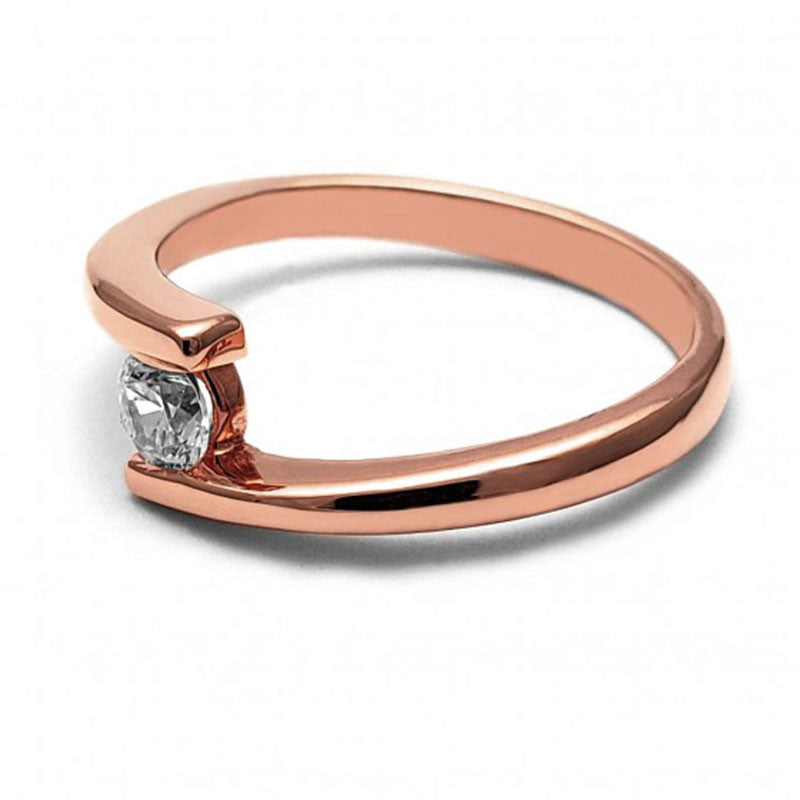 Anillo de Compromiso Bypass | Oro Rosa 14K | Zirconia de 4 mm | Peso aprox. 3.28 g