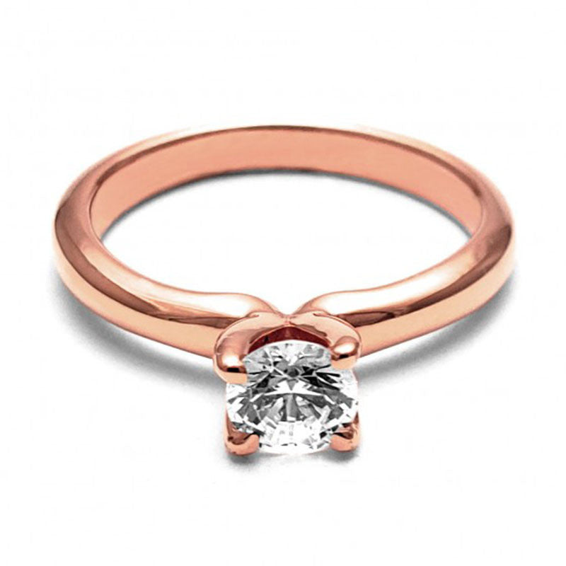 Anillo de Compromiso Solitario | Oro Rosa 14K | Zirconia de 5 mm | Peso aprox. 3.39 g