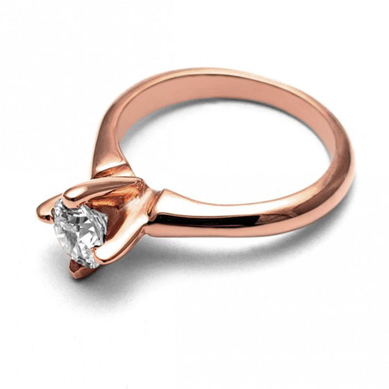 Anillo de Compromiso Solitario | Oro Rosa 14K | Zirconia de 5 mm | Peso aprox. 3.29 g