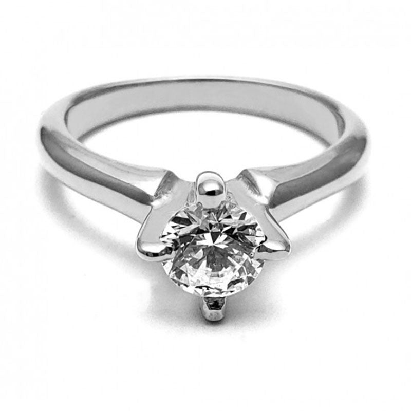 Anillo de Compromiso Solitario | Plata .925 | Zirconia de 5 mm | Peso aprox. 3.29 g