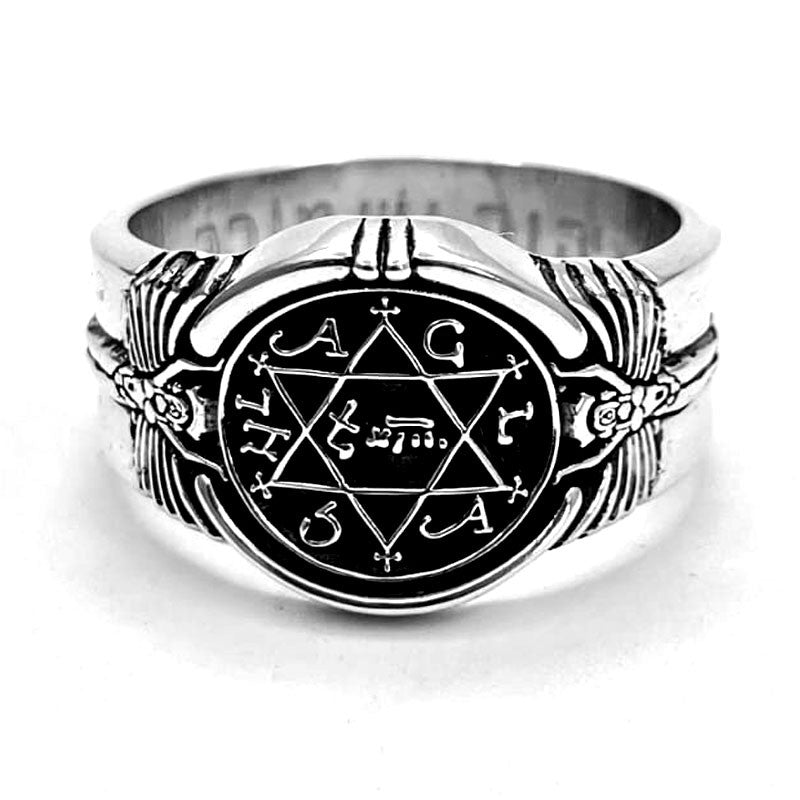 Anillo de plata natural ley .925, diseño del Rey Salomón.