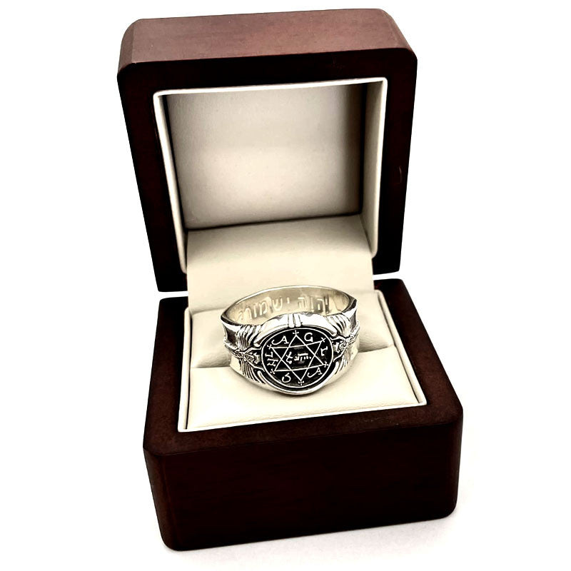 Anillo de plata natural ley .925, diseño del Rey Salomón.