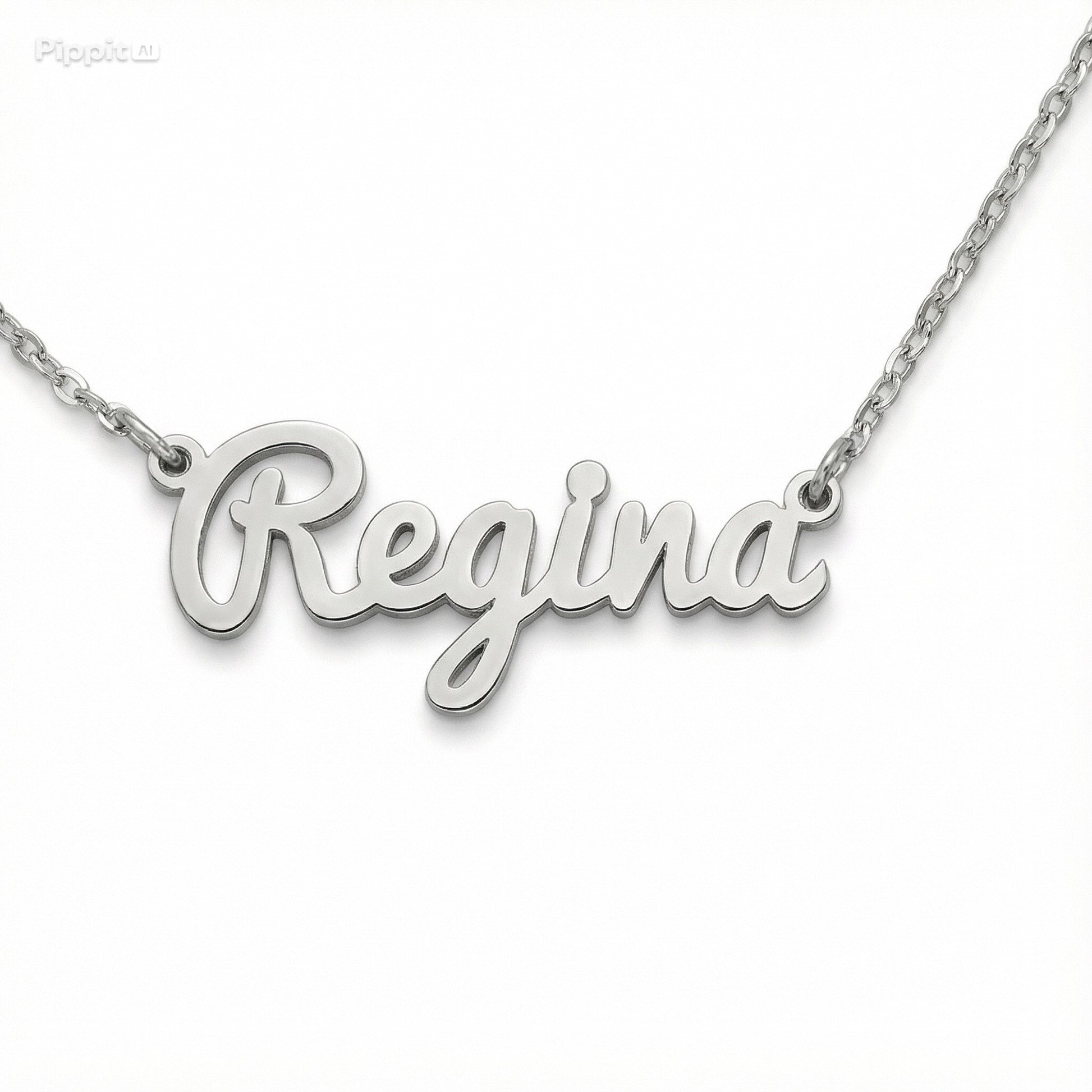 Collar de nombre personalizado, plata .925, acabado brillante, altura de letra inicial en mayúscula 1.1cm, incluye cadena.