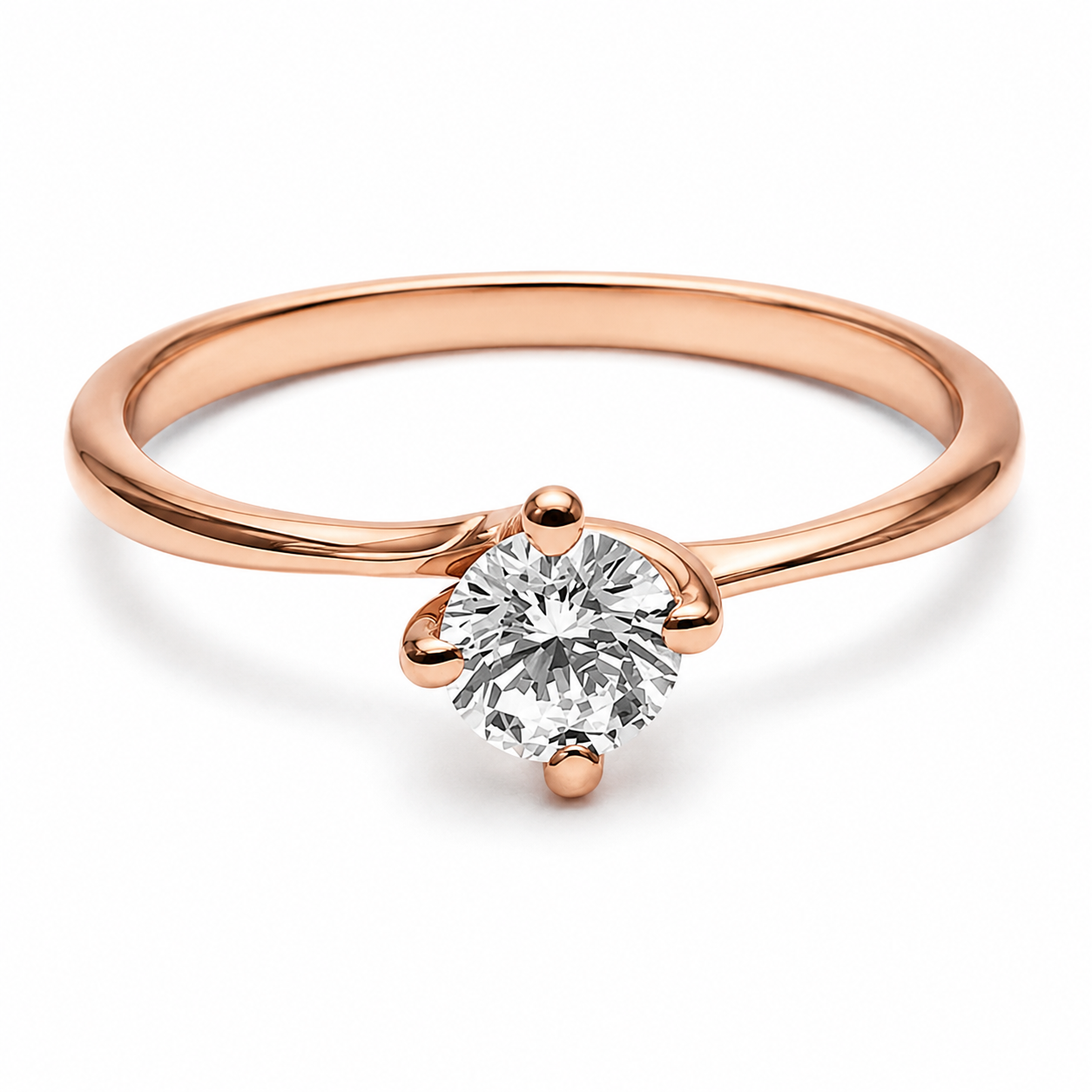 Anillo de Compromiso Solitario | Oro Rosa 14K | Zirconia de 4.5 mm | Peso aprox. 1.98 g