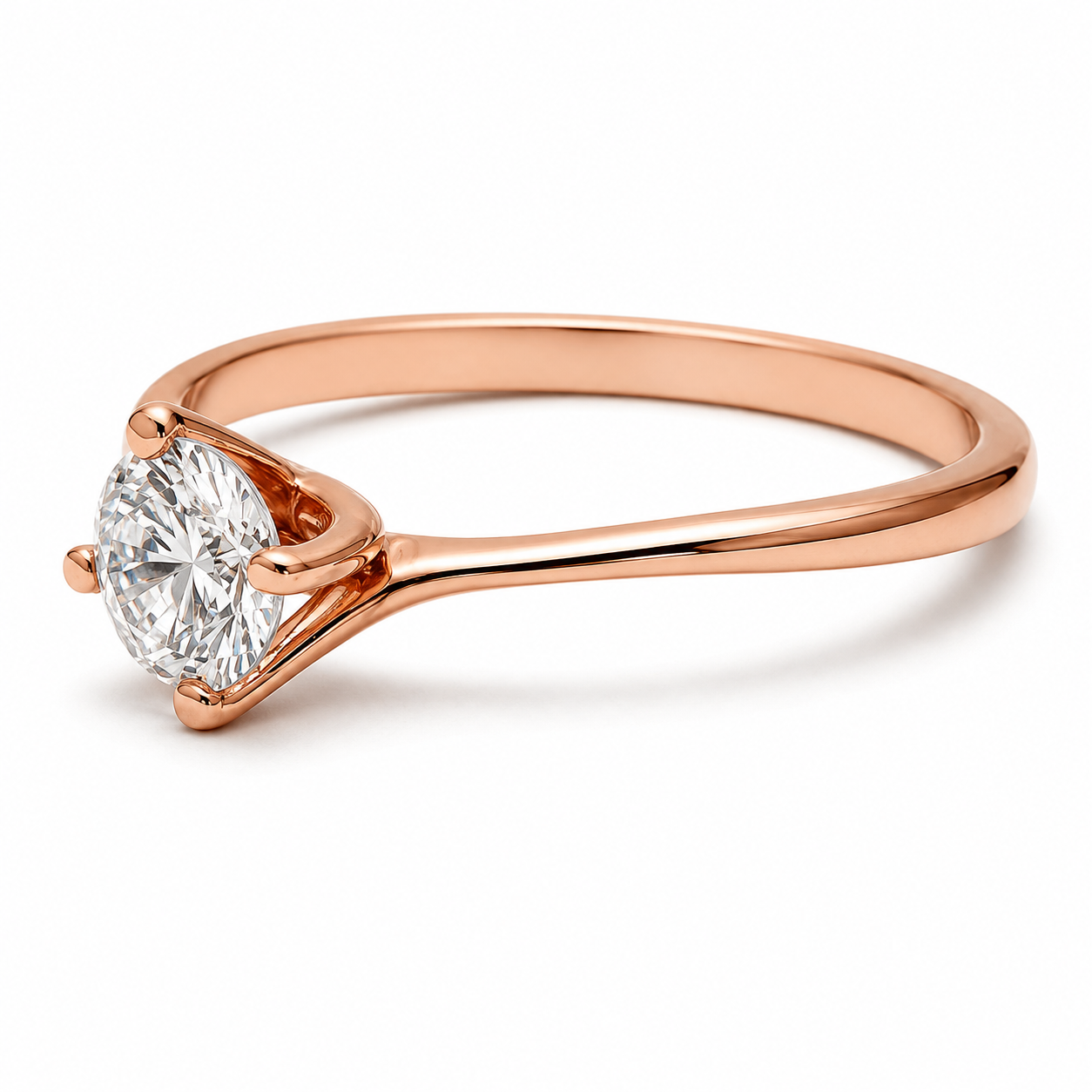 Anillo de Compromiso Solitario | Oro Rosa 14K | Zirconia de 4.5 mm | Peso aprox. 1.98 g